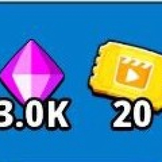 3.000 Gems and 20 Ad Skip Tickets