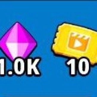 1.000 Gems and 10 Ad Skip Tickets