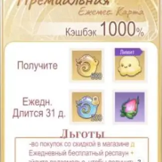 Премиальная Ежемесячная Карта